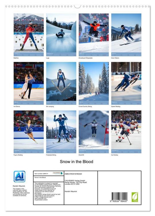 Produktbild: Snow in the Blood (High Quality Premium Wall Calendar 2027 DIN A2 portrait),CALVENDO 12 Month Wall Calendar