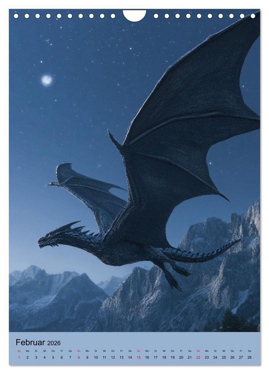 Produktbild: Drachen Kalender - ein Jahr mit mystischen Fabelwesen (Wandkalender 2026 DIN A4 hoch), CALVENDO Monatskalender