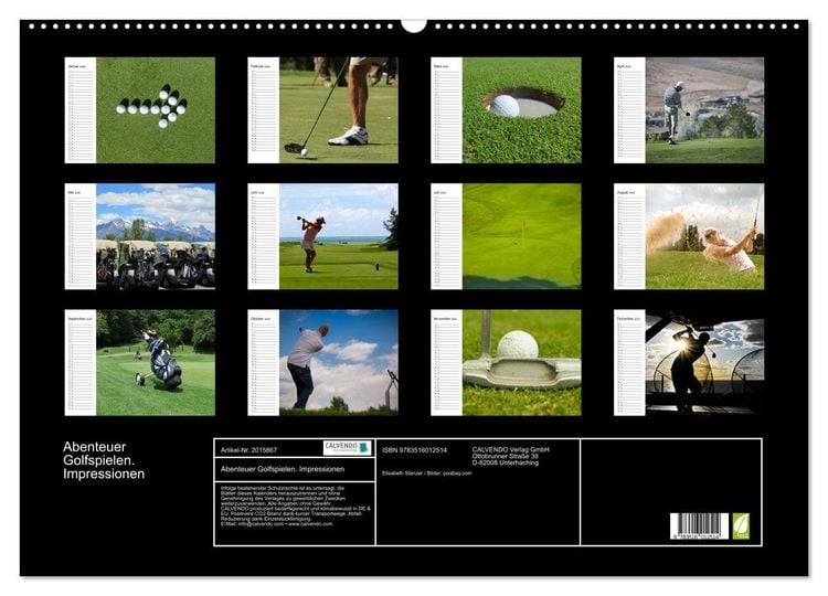 Produktbild: Abenteuer Golfspielen. Impressionen (Wandkalender 2026 DIN A2 quer), CALVENDO Monatskalender