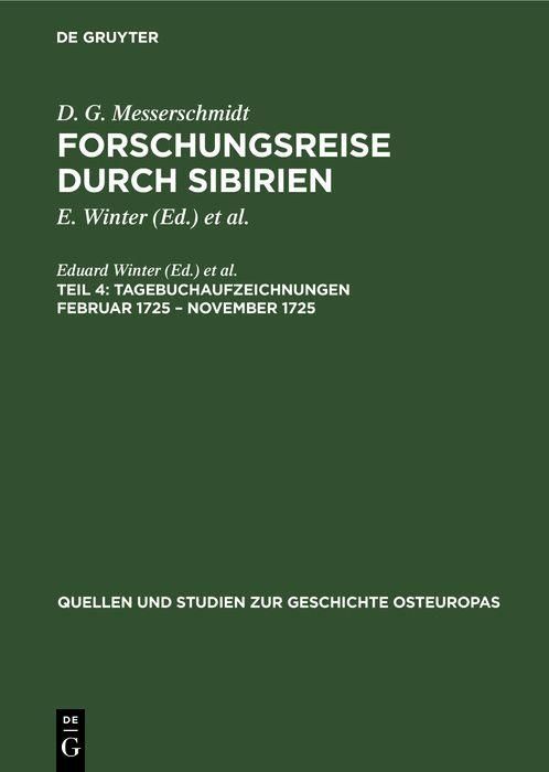 Produktbild: Tagebuchaufzeichnungen Februar 1725 - November 1725