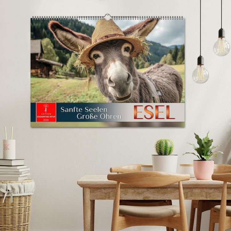 Produktbild: Esel - sanfte Seelen, gro&szlig;e Ohren (Wandkalender 2026 DIN A2 quer), CALVENDO Monatskalender