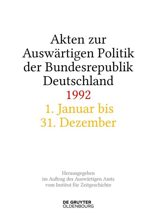 Produktbild: Akten zur Ausw&auml;rtigen Politik der Bundesrepublik Deutschland 1992