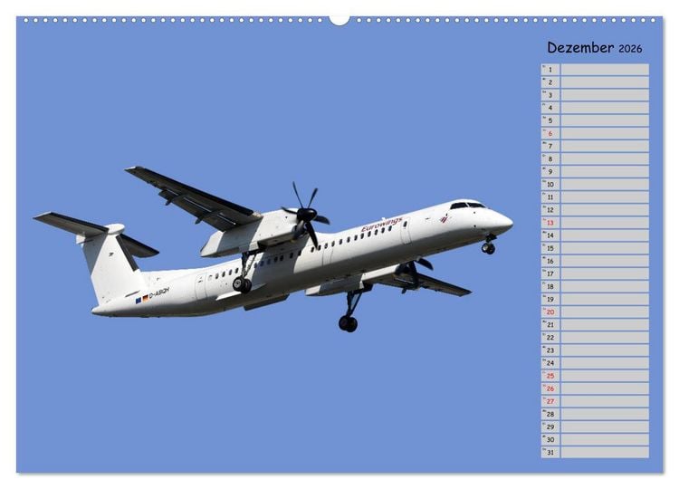 Produktbild: Flugzeuge &ndash; Starts und Landeanfl&uuml;ge Geburtstagsplaner (hochwertiger Premium Wandkalender 2026 DIN A2 quer), Kunstdruck in Hochglanz
