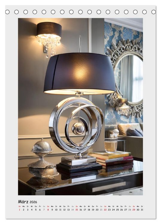 Produktbild: Lichtmomente. Elegante Tischlampen im modernen Wohnambiente (Tischkalender 2026 DIN A5 hoch), CALVENDO Monatskalender