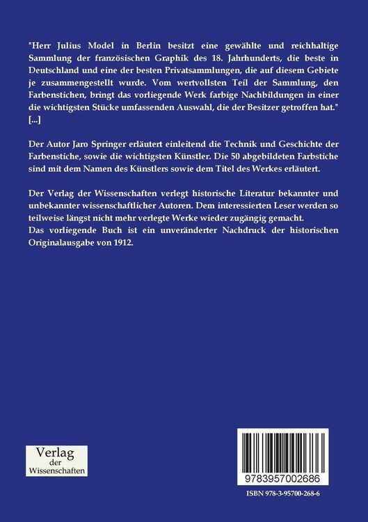 Produktbild: Der franz&ouml;sische Farbenstich des XVIII. Jahrhunderts