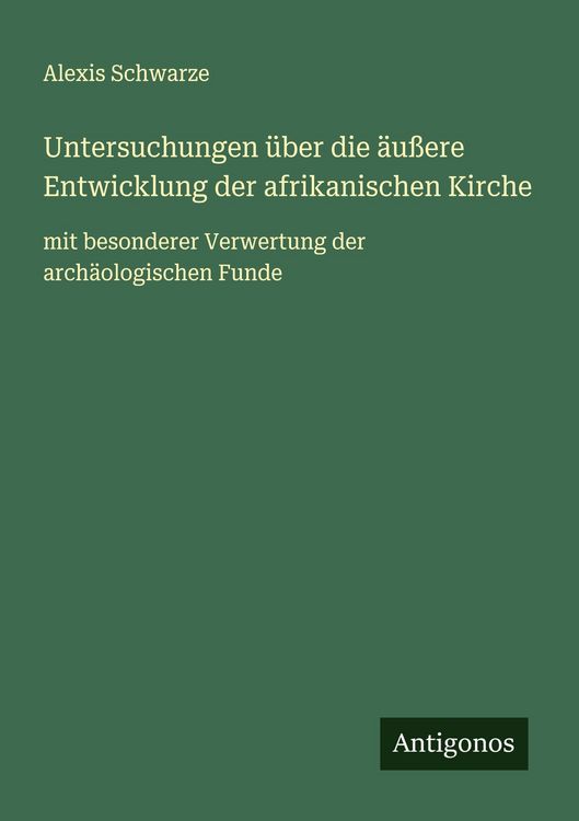 Produktbild: Untersuchungen &uuml;ber die &auml;u&szlig;ere Entwicklung der afrikanischen Kirche