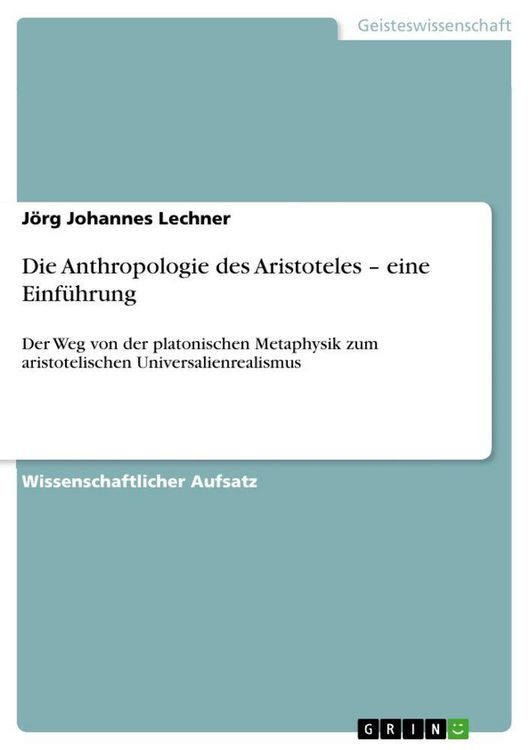 Produktbild: Die Anthropologie des Aristoteles - eine Einf&uuml;hrung