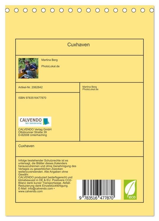 Produktbild: Cuxhaven (Tischkalender 2026 DIN A5 hoch), CALVENDO Monatskalender
