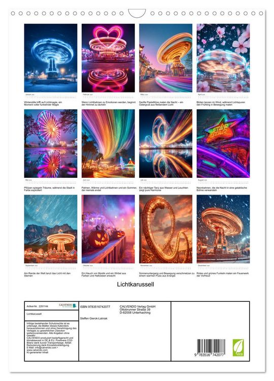 Produktbild: Lichtkarussell (Wandkalender 2026 DIN A3 hoch), CALVENDO Monatskalender