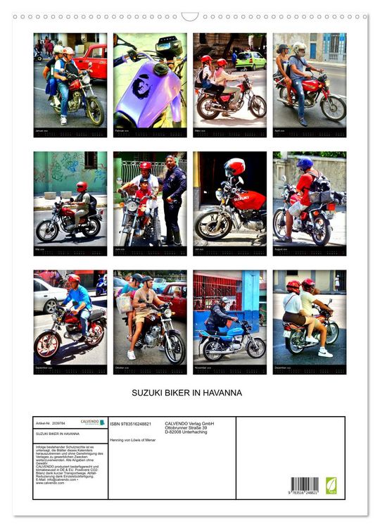 Produktbild: SUZUKI BIKER IN HAVANNA (Wandkalender 2026 DIN A2 hoch), CALVENDO Monatskalender