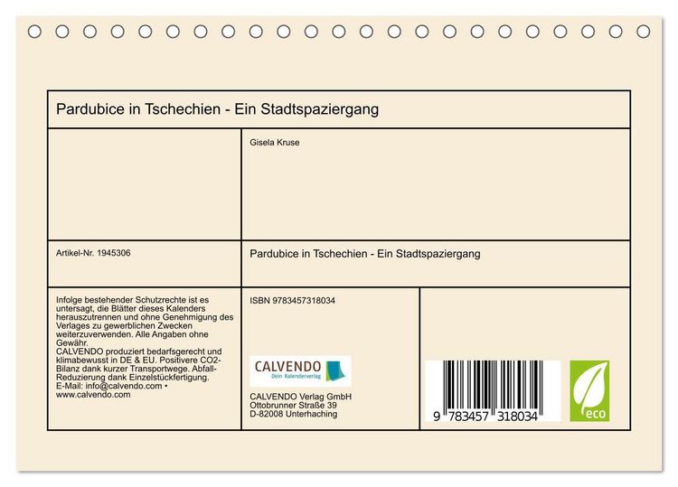Produktbild: Pardubice in Tschechien - Ein Stadtspaziergang (Tischkalender 2026 DIN A5 quer), CALVENDO Monatskalender