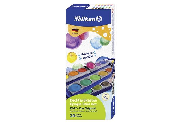 Produktbild: Pelikan Deckfarbkasten K24, 24 Farben und 1 Tube Deckwei&szlig;