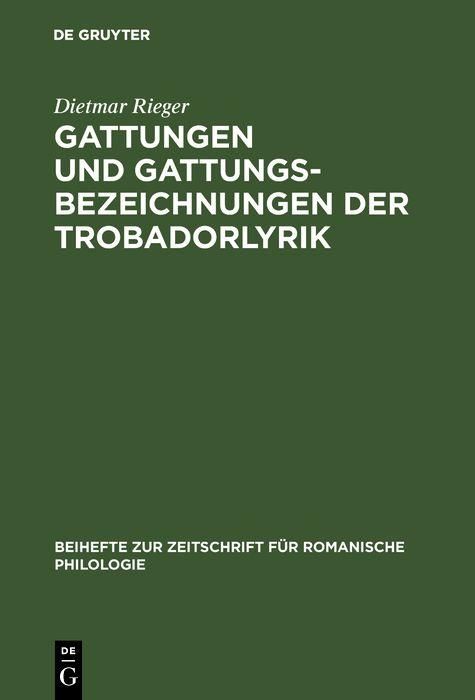 Produktbild: Gattungen und Gattungsbezeichnungen der Trobadorlyrik