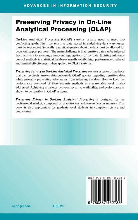 Produktbild: Preserving Privacy in On-Line Analytical Processing (OLAP)