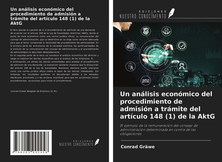Produktbild: Un an&aacute;lisis econ&oacute;mico del procedimiento de admisi&oacute;n a tr&aacute;mite del art&iacute;culo 148 (1) de la AktG