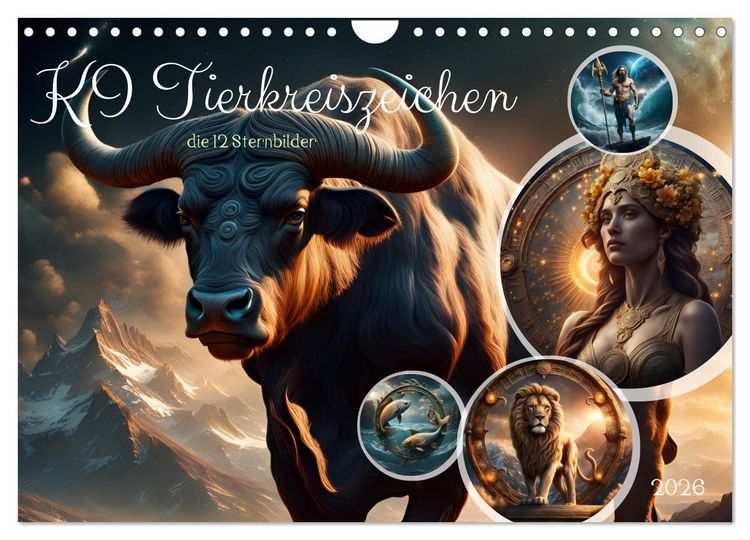 Produktbild: KI Tierkreiszeichen (Wandkalender 2026 DIN A4 quer), CALVENDO Monatskalender