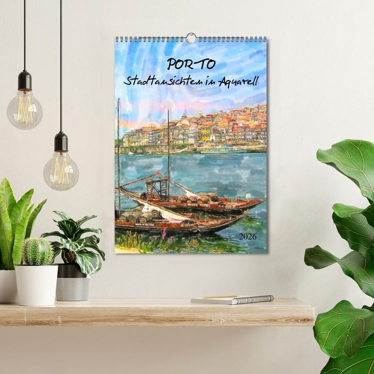 Produktbild: Porto - Stadtansichten in Aquarell (Wandkalender 2026 DIN A3 hoch), CALVENDO Monatskalender