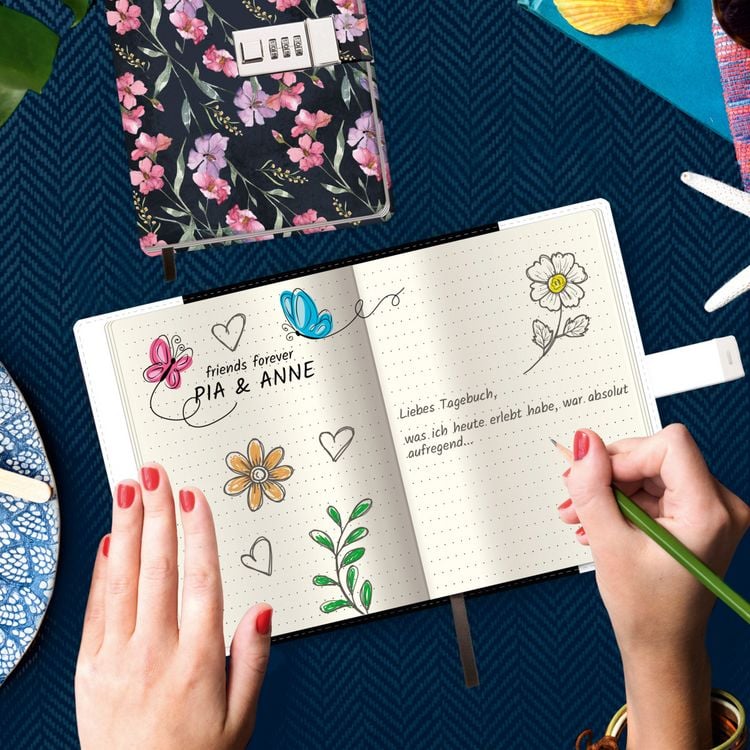 Produktbild: Tr&ouml;tsch Tagebuch mit Zahlenschloss Flowers