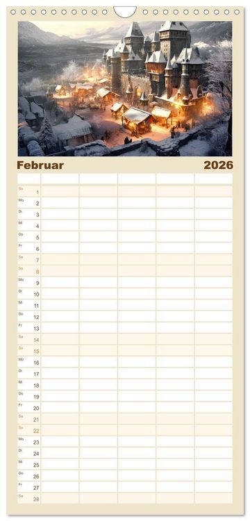Produktbild: Familienplaner 2026 - Malerische Ritterburgen mit 5 Spalten (Wandkalender, 21 x 45 cm) CALVENDO