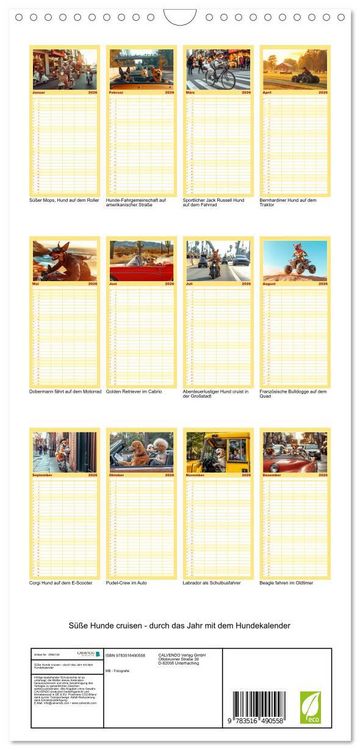 Produktbild: Familienplaner 2026 - S&uuml;&szlig;e Hunde cruisen - durch das Jahr mit dem Hundekalender mit 5 Spalten (Wandkalender, 21 x 45 cm) CALVENDO