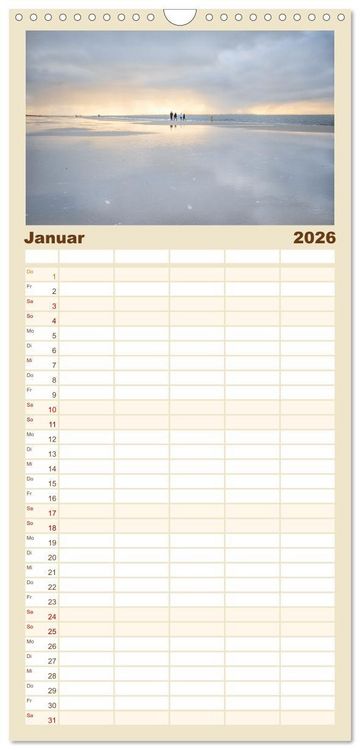 Produktbild: Familienplaner 2026 - Am Strand von Langeoog mit 5 Spalten (Wandkalender, 21 x 45 cm) CALVENDO