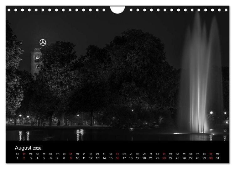 Produktbild: Stuttgart bei Nacht (Wandkalender 2026 DIN A4 quer), CALVENDO Monatskalender
