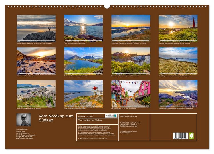 Produktbild: Vom Nordkap zum S&uuml;dkap (Wandkalender 2026 DIN A2 quer), CALVENDO Monatskalender