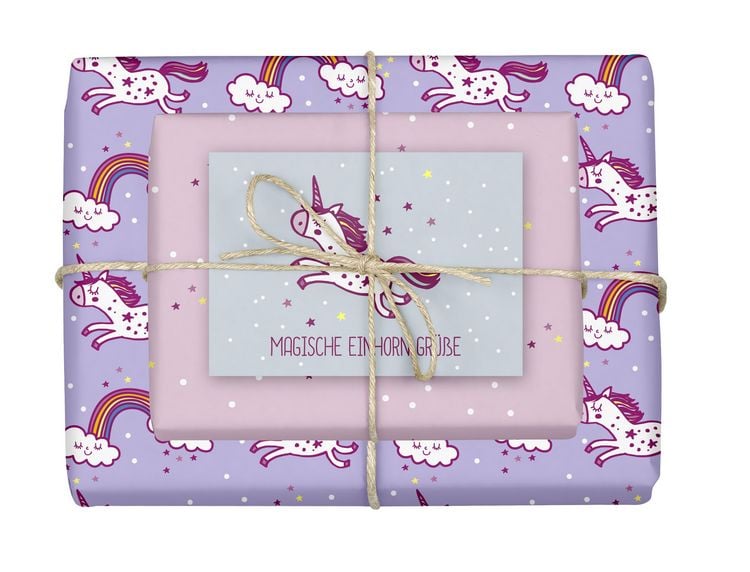 Produktbild: Geschenkpapier-Set f&uuml;r Kinder: Einhorn