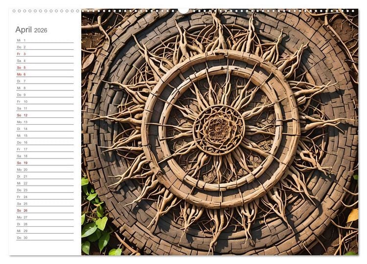 Produktbild: Natural Mandalas - Kraftvolle KI Mandalas aus Naturmaterialien (hochwertiger Premium Wandkalender 2026 DIN A2 quer), Kunstdruck in Hochglanz