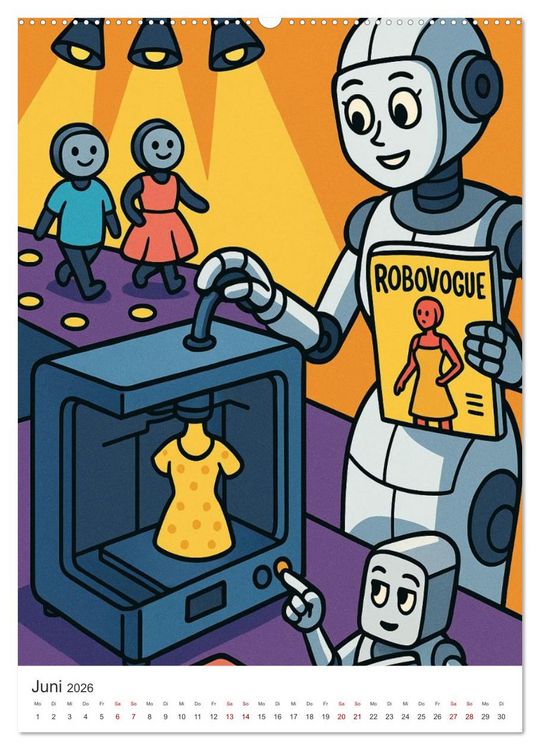 Produktbild: Robo-Champs: Witz trifft auf Chip (Wandkalender 2026 DIN A2 hoch), CALVENDO Monatskalender