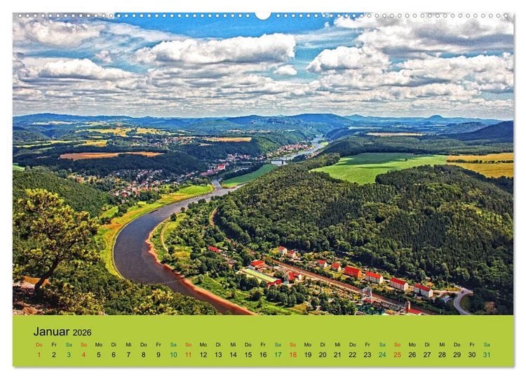 Produktbild: Im Elbsandstein - S&auml;chsisch-b&ouml;hmische Schweiz (hochwertiger Premium Wandkalender 2026 DIN A2 quer), Kunstdruck in Hochglanz