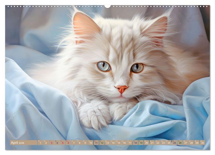 Produktbild: Katzen im Pastellstil (Wandkalender 2026 DIN A2 quer), CALVENDO Monatskalender