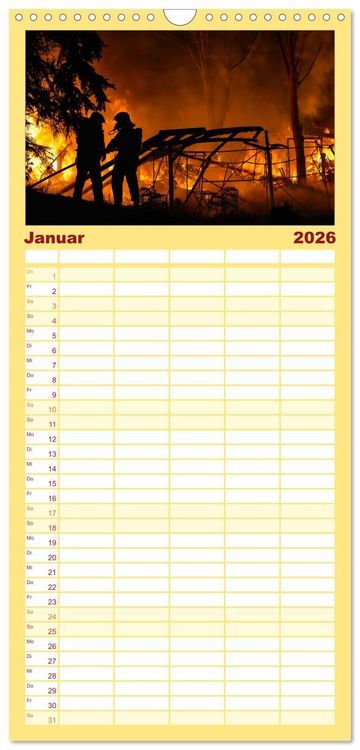 Produktbild: Familienplaner 2026 - FEUERWEHR IM EINSATZ mit 5 Spalten (Wandkalender, 21 x 45 cm) CALVENDO