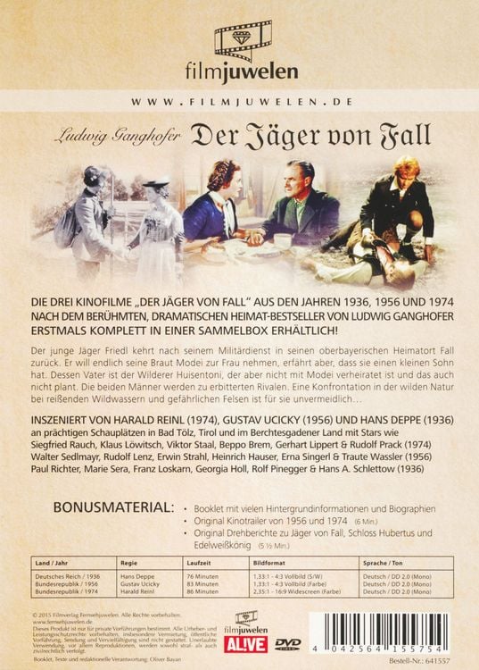 Produktbild: Der J&auml;ger von Fall - Die Ganghofer Verfilmungen Sammelbox 2 - Filmjuwelen [3 DVDs]