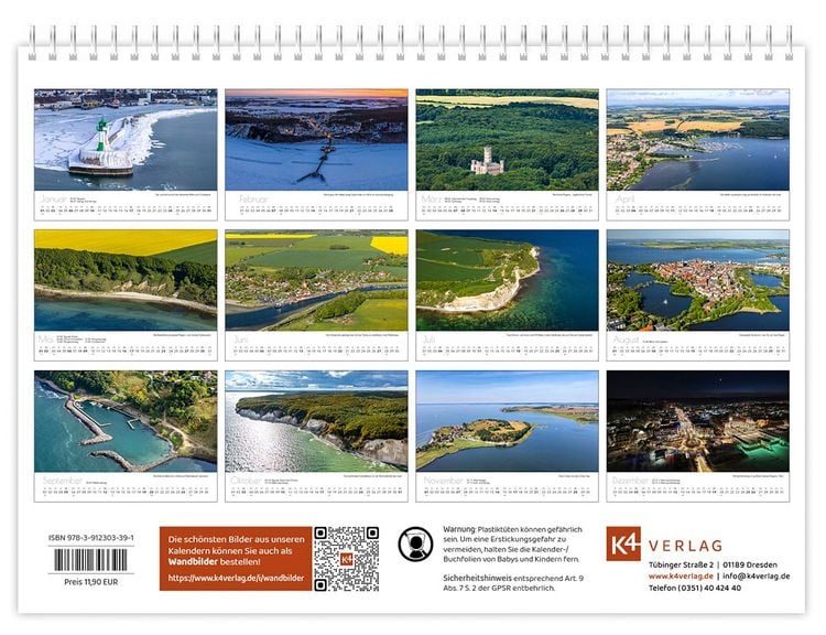 Produktbild: Kalender R&uuml;gen Luftaufnahmen kompakt 2027