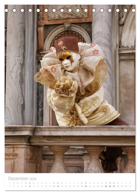 Produktbild: Masken der Sehnsucht - Karneval in Venedig (Tischkalender 2026 DIN A5 hoch), CALVENDO Monatskalender