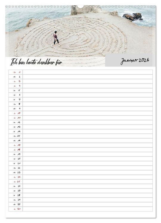 Produktbild: Ich bin dankbar - ein Jahr voller Yoga und Achtsamkeit - Yoga Kalender (hochwertiger Premium Wandkalender 2026 DIN A2 hoch), Kunstdruck in Hochglanz