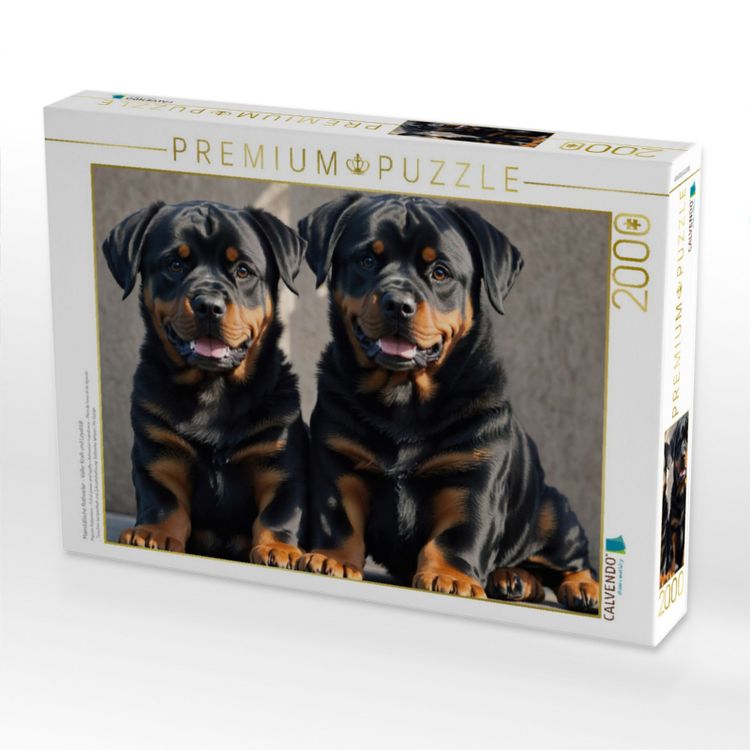 Produktbild: CALVENDO Puzzle Majest&auml;tische Rottweiler - Voller Kraft und Loyalit&auml;t | 2000 Teile Lege-Gr&ouml;&szlig;e 90x67cm Foto-Puzzle f&uuml;r gl&uuml;ckliche Stunden