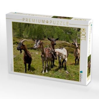 Produktbild: CALVENDO Puzzle Neugierige Ziegenherde | 1000 Teile Lege-Gr&ouml;&szlig;e 64x48cm Foto-Puzzle f&uuml;r gl&uuml;ckliche Stunden