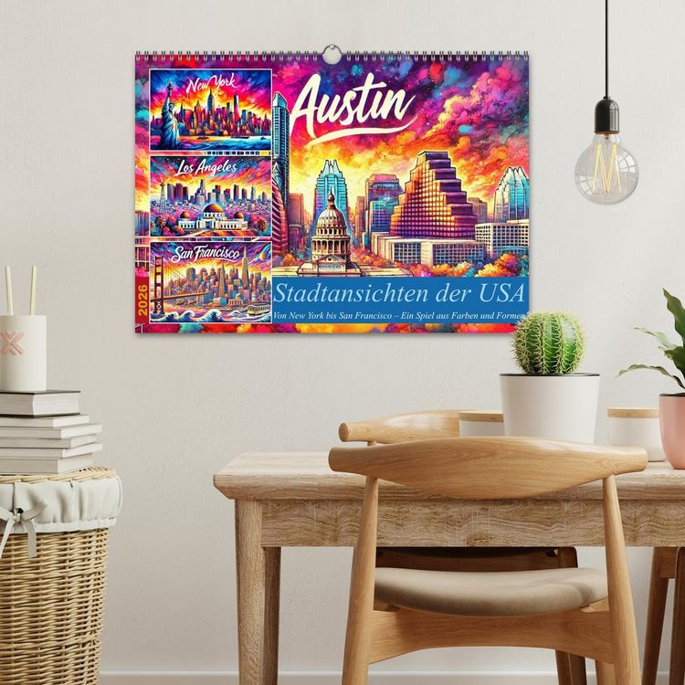 Produktbild: Stadtansichten der USA in Tusche (Wandkalender 2026 DIN A3 quer), CALVENDO Monatskalender