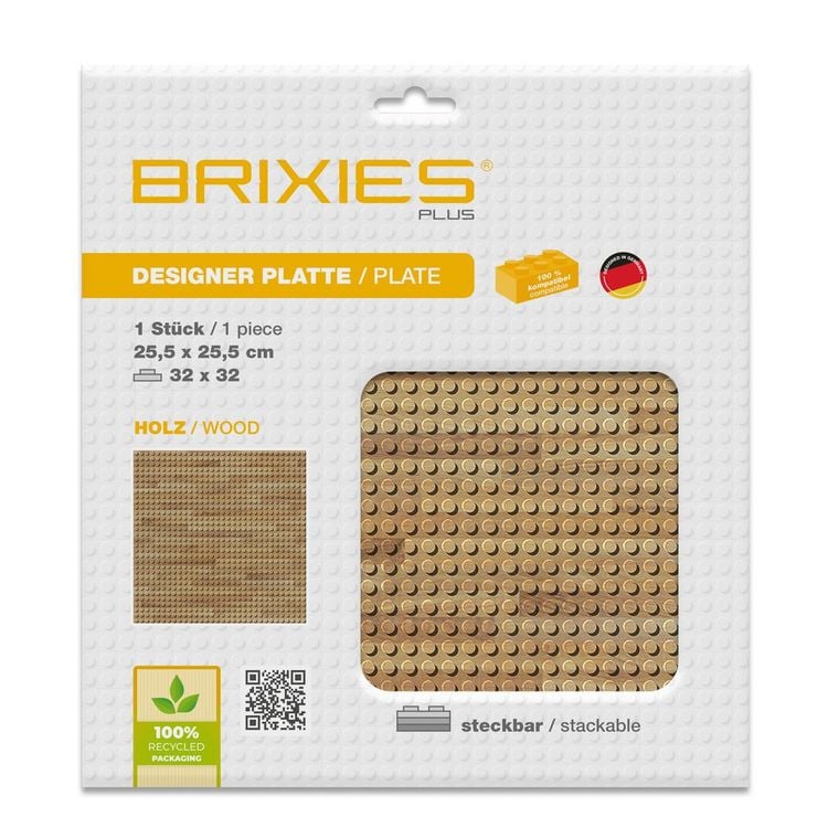 Produktbild: BRIXIES 225002 - Platte 32 x 32 Holz , Fotorealistische Bauplatte, 1 St&uuml;ck