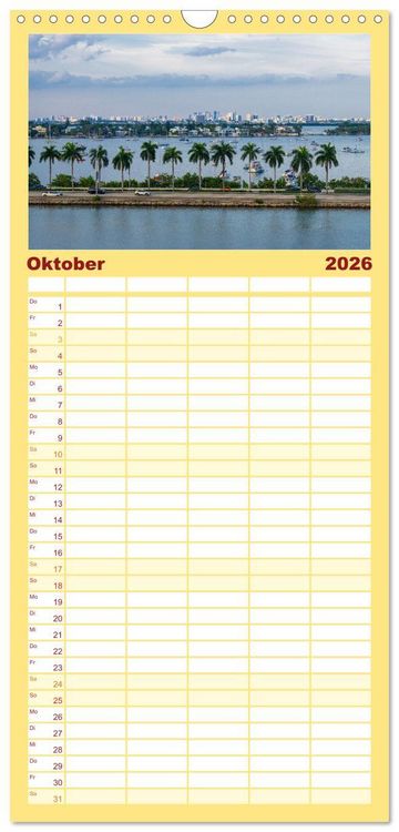 Produktbild: Familienplaner 2026 - Kunterbuntes Miami mit 5 Spalten (Wandkalender, 21 x 45 cm) CALVENDO