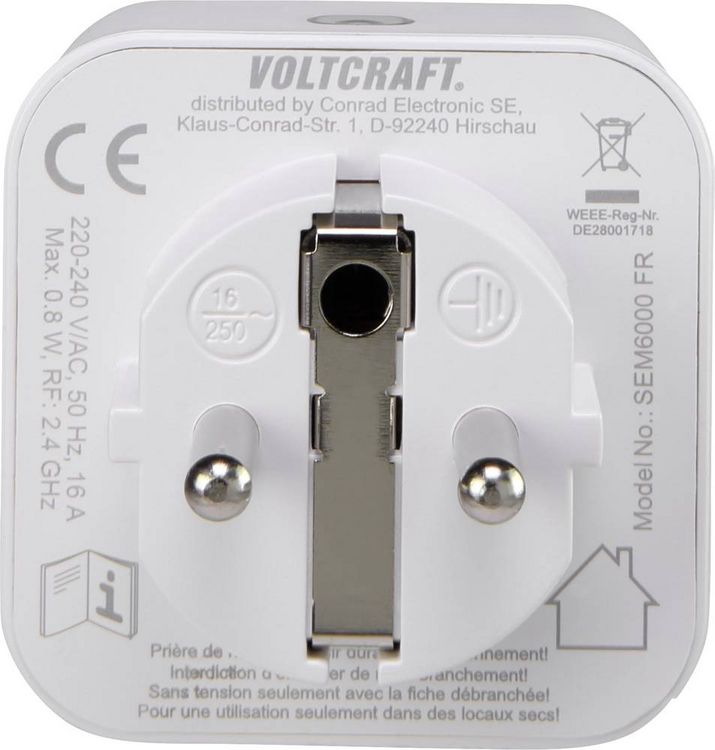 Produktbild: VOLTCRAFT SEM6000FR Energiekosten-Messger&auml;t Bluetooth&reg;-Schnittstelle, Datenexport, Datenloggerfunktion, Kostenprognose, TRMS