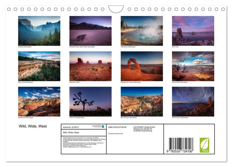 Produktbild: Wild, Wide, West (Wandkalender 2026 DIN A4 quer), CALVENDO Monatskalender