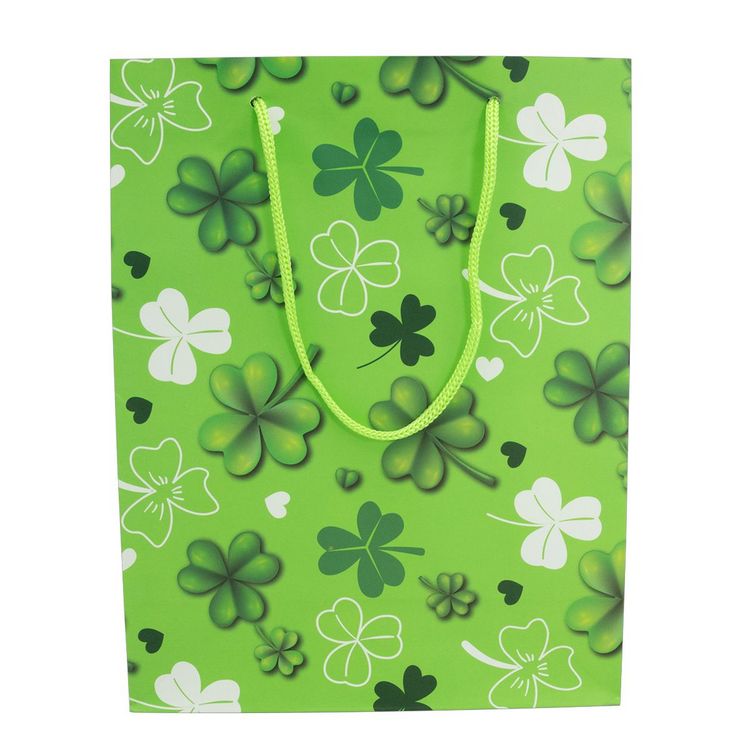 Produktbild: Idena Geschenktasche Gl&uuml;cksklee gr&uuml;n 18x23x8cm 128 g/m&sup2;