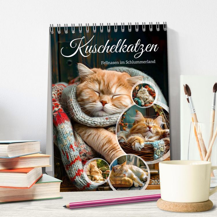 Produktbild: Kuschelkatzen - Fellnasen im Schlummerland (Tischkalender 2026 DIN A5 hoch), CALVENDO Monatskalender