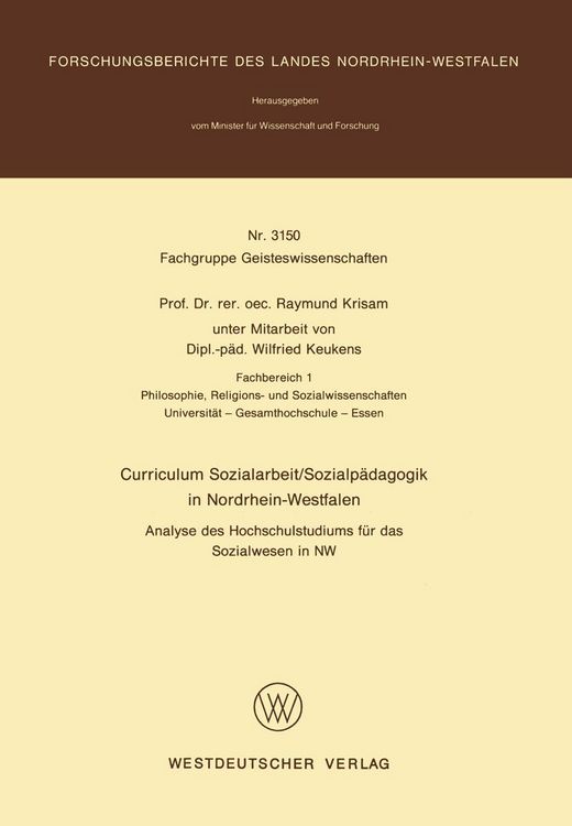 Produktbild: Curriculum Sozialarbeit/Sozialp&auml;dagogik in Nordrhein-Westfalen