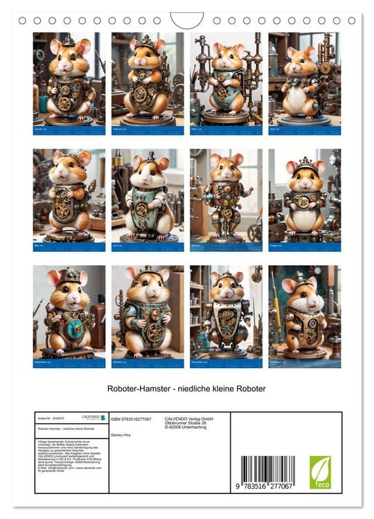 Produktbild: Roboter-Hamster - niedliche kleine Roboter (Wandkalender 2026 DIN A4 hoch), CALVENDO Monatskalender