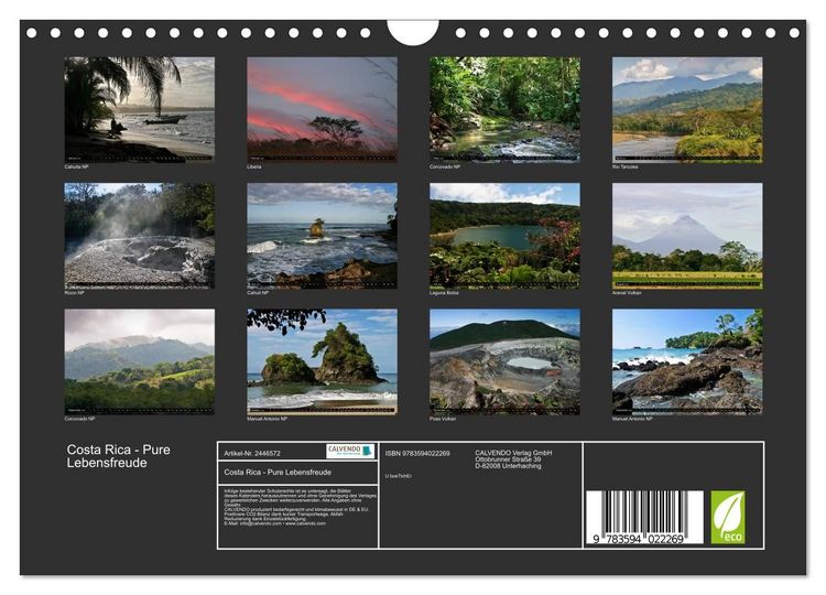Produktbild: Costa Rica - Pure Lebensfreude (Wandkalender 2027 DIN A4 quer), CALVENDO Monatskalender