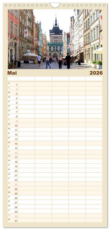 Produktbild: Familienplaner 2026 - Danzig - Eine Perle Polens mit 5 Spalten (Wandkalender, 21 x 45 cm) CALVENDO